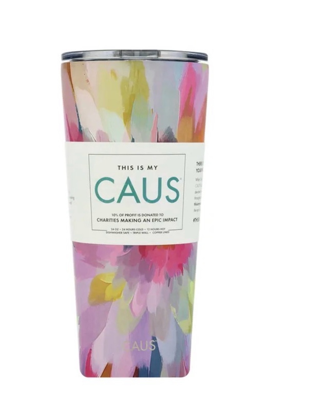 CAUS watercolor flower tumbler with abstract watercolor-style brushstrokes